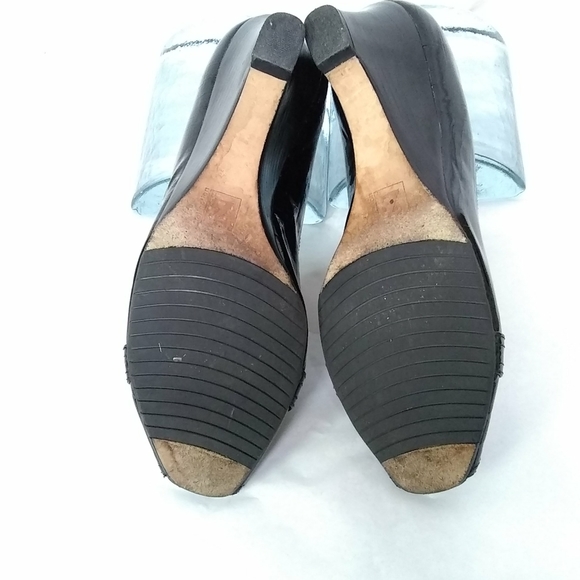 Z COLLECTION Womens Shoes Black Peep-Toe  T8520 PAT. LEATHER Croc 3" HEEL  8.5W - Picture 7 of 8